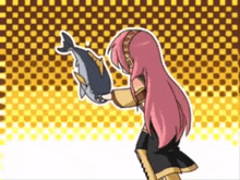 Vocaloid Megurine Luka with Tuna Fish Gif